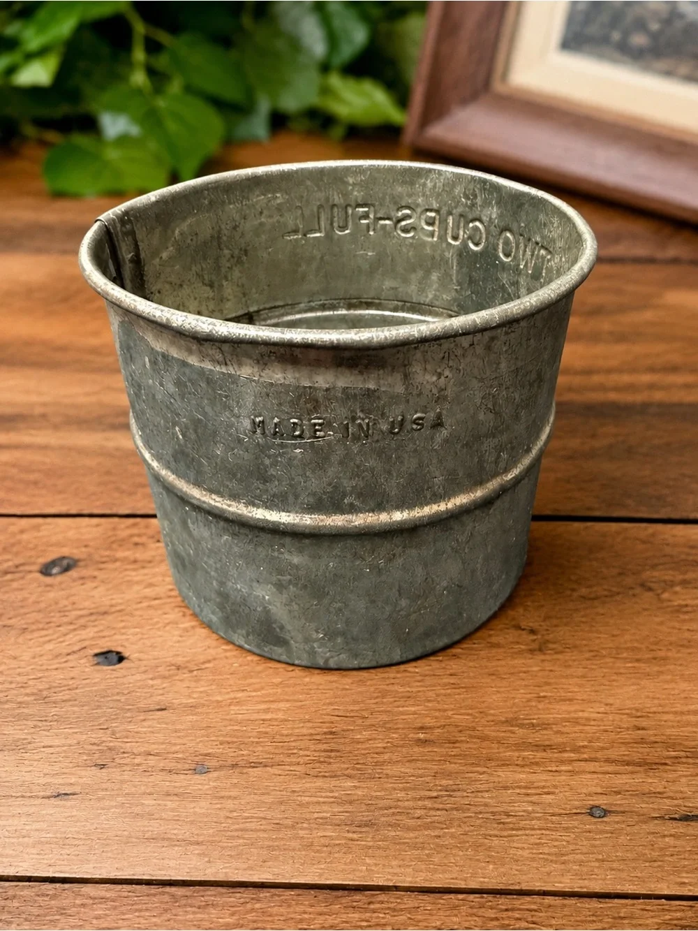 Vintage 2 Cup Metal Flour Sifter Two Cups Full One Cup Made in USA Primitive